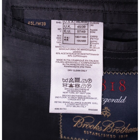 Brooks Brothes 1818 Fitzgerald Mens Suit 45L Gray Chalk Stripe 2pc Blazer Pants - Picture 13 of 16